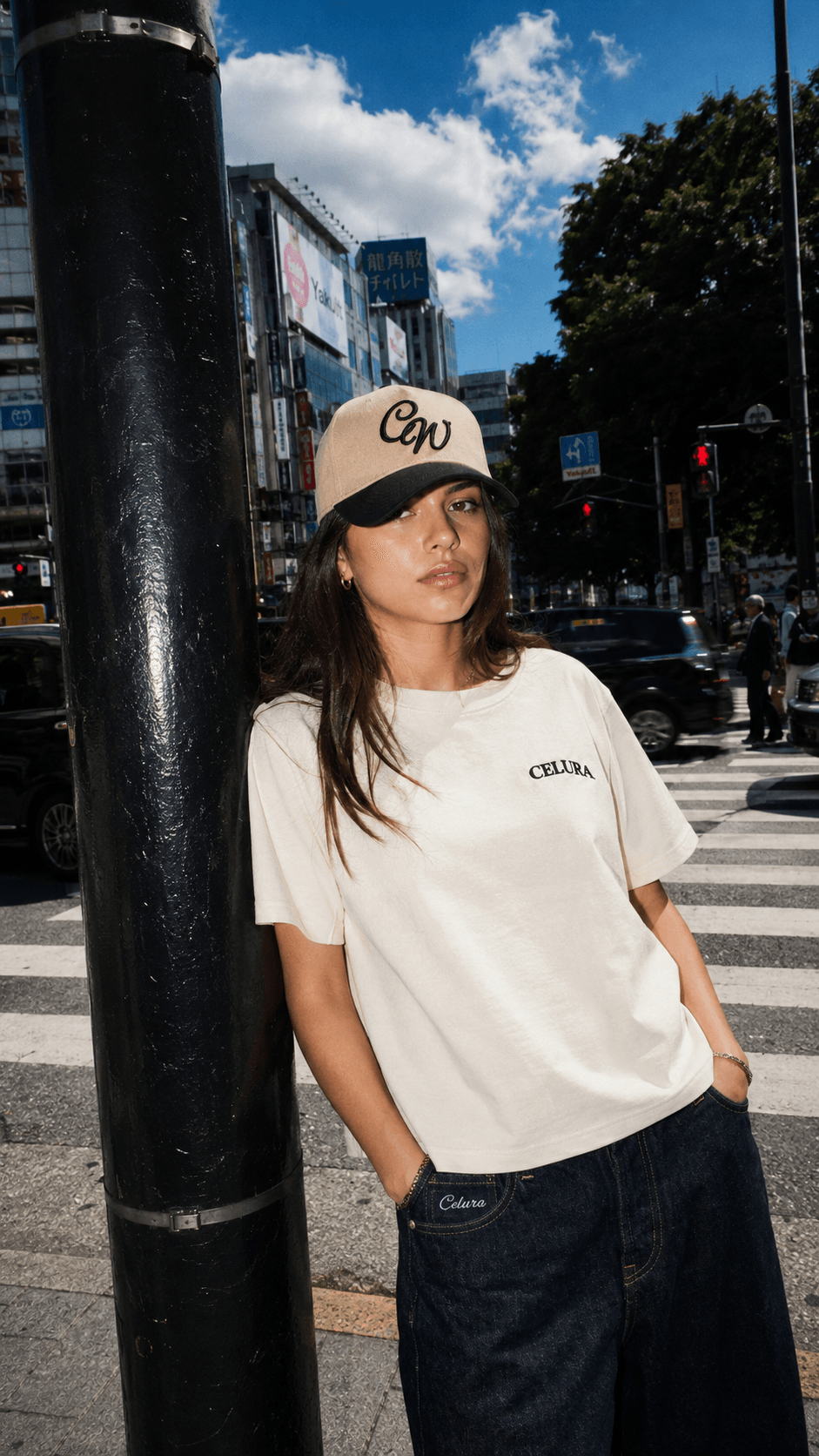 Celura cap and white tee street style